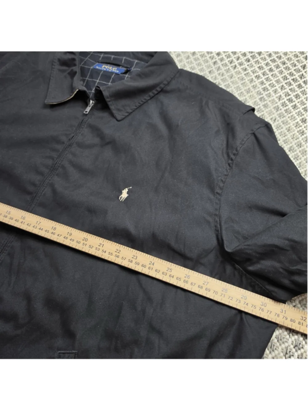 Polo Ralph Lauren Mens 3XLT Black Harrington Jacket Plaid Lined Pony Big Tall